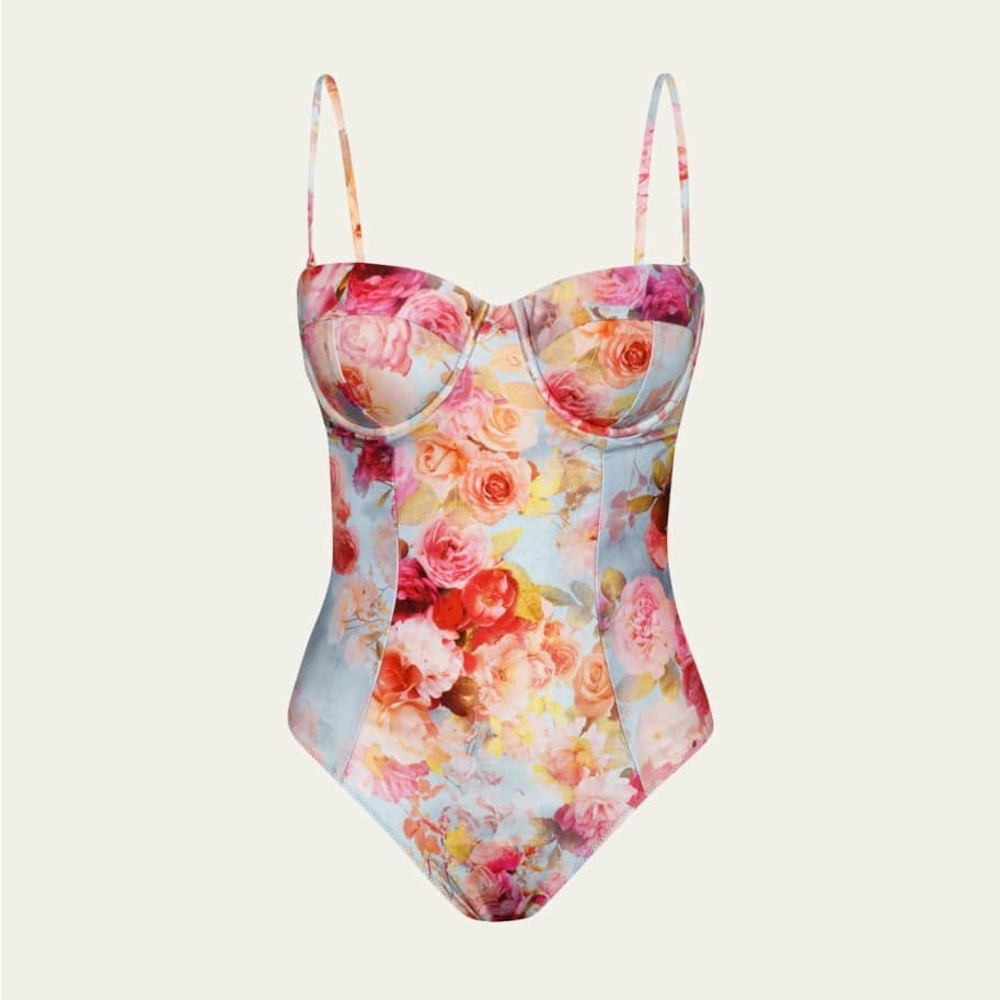 NWT L'AGENCE Amie Soft Cloud Bandeau One-Piece Swimsuit Large